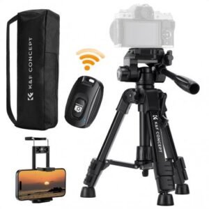 K&F Concept Mini Desk Tripod for Camera - 25'' Aluminum Tabletop Cellphone Video Tripods with Remote Control