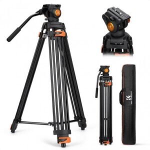 K&F Concept 80" Video Tripod with Fluid Head - Aluminum Heavy Duty Camera Tripod with Smooth Friction Damping