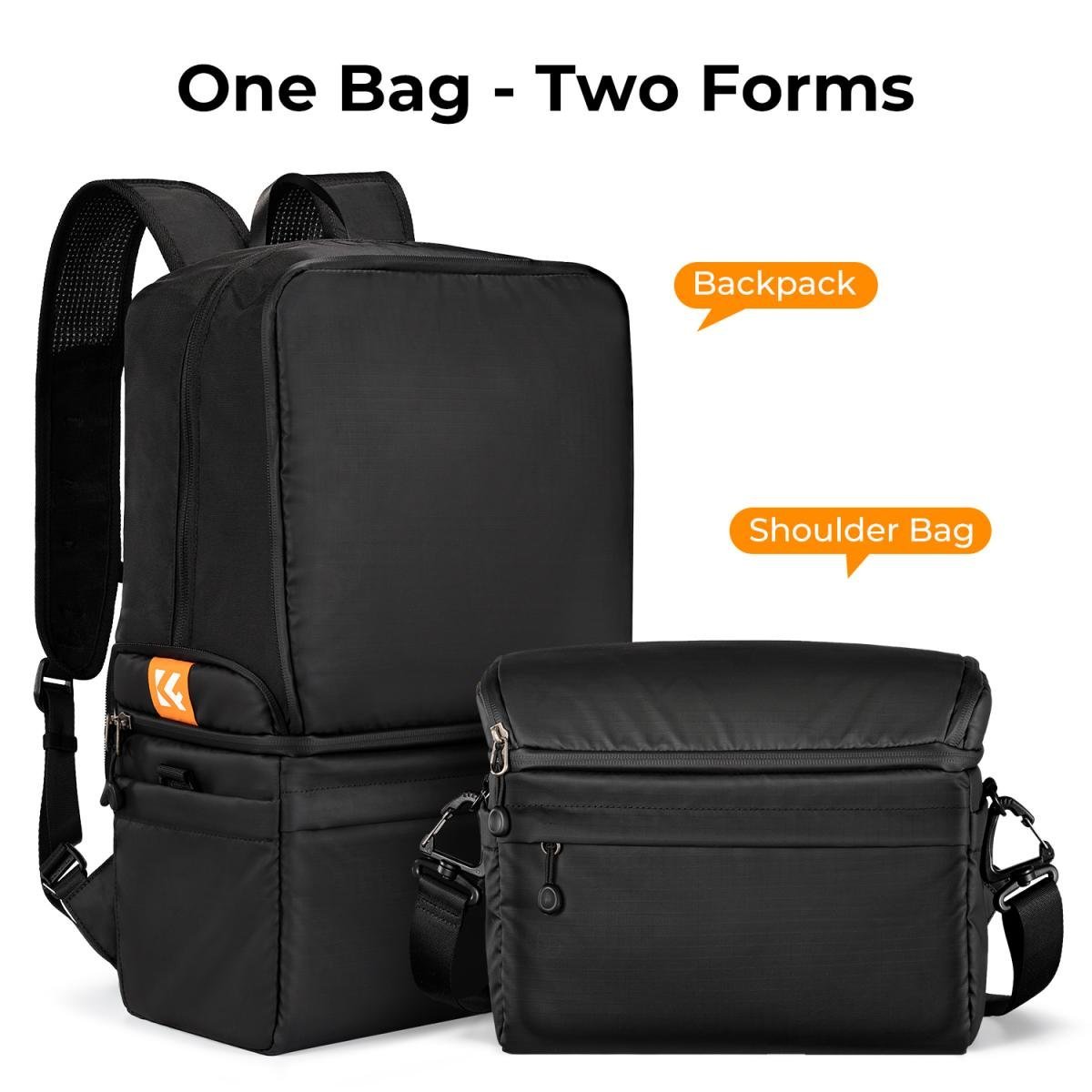K&F Concept Collapsible Camera Bag 2 Way 22L for Photographers Business Trip / Travel / Everyday Bag - Sling Bag10L Urban Wander 03 (Black ) - Gambar 7