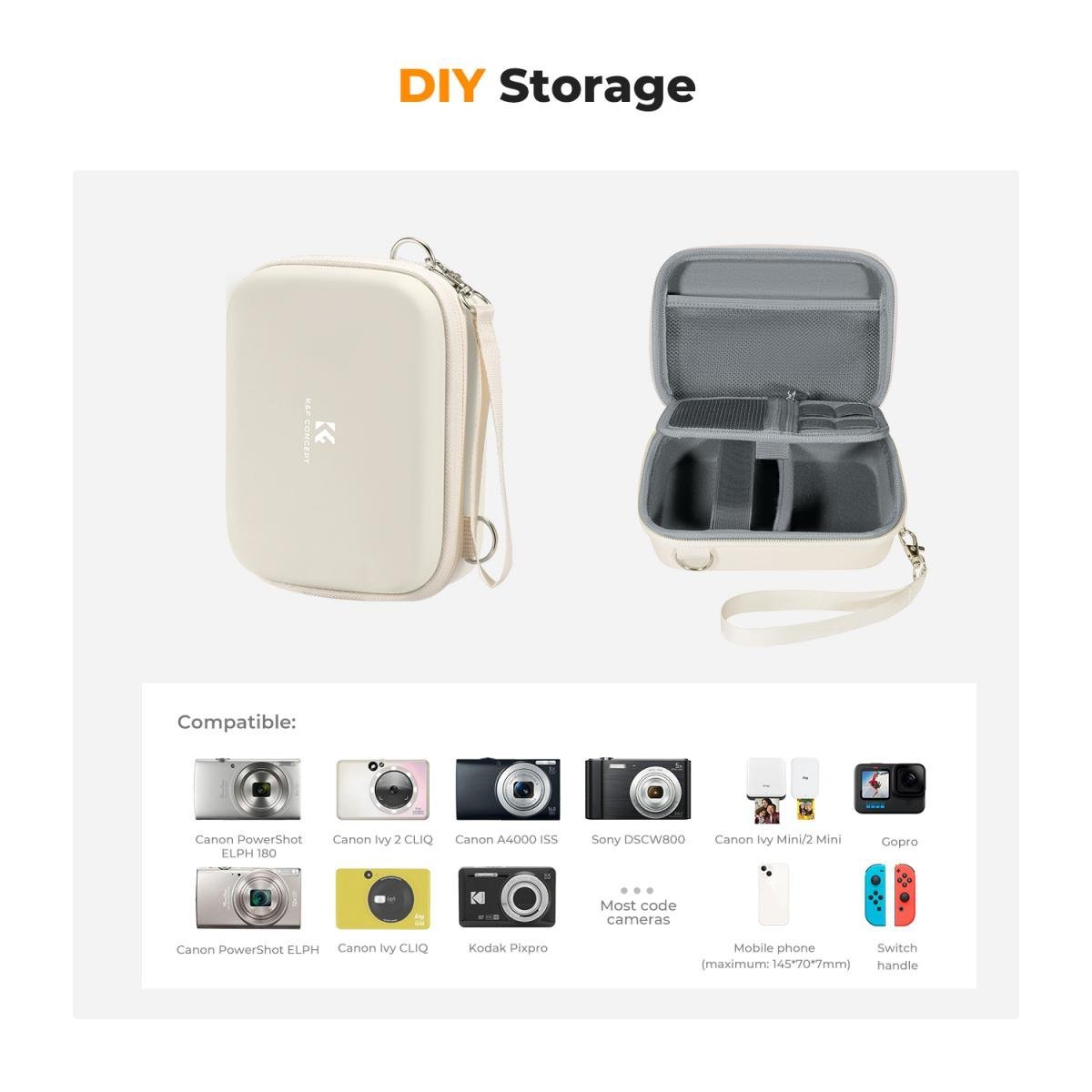 K&F Concept Digital Camera Case, Waterproof & Protective Small Camera Bag, Lightweight Camera Sling Bag with 2 Carrying Ways - Sling Bag 1L Urban Wander 07 (Rice white) - Gambar 4