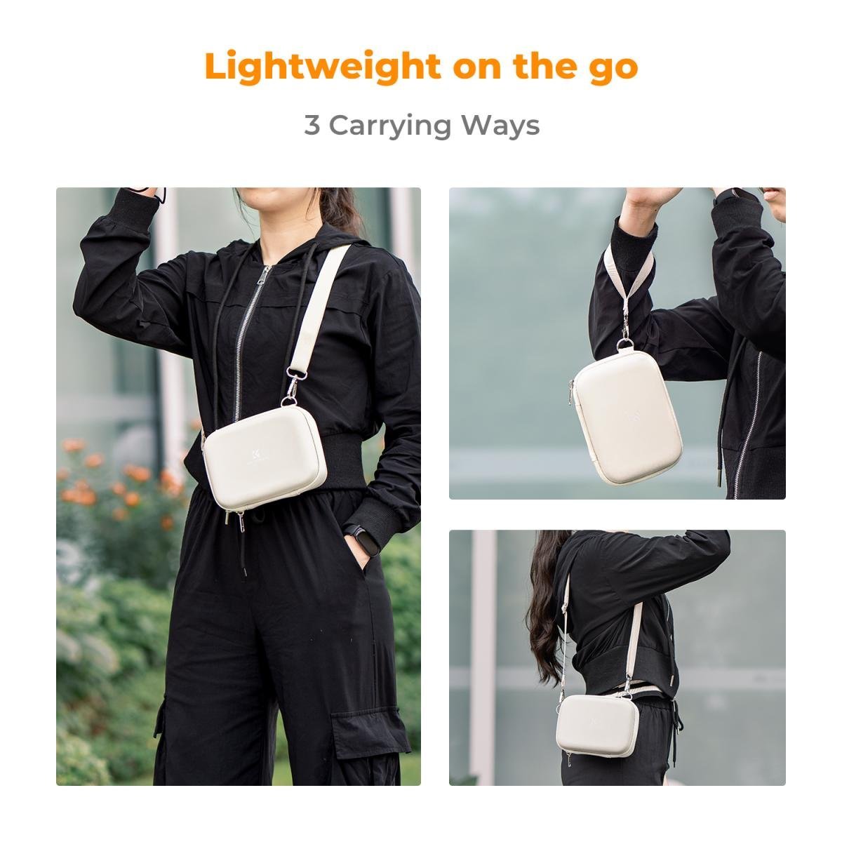 K&F Concept Digital Camera Case, Waterproof & Protective Small Camera Bag, Lightweight Camera Sling Bag with 2 Carrying Ways - Sling Bag 1L Urban Wander 07 (Rice white) - Gambar 3