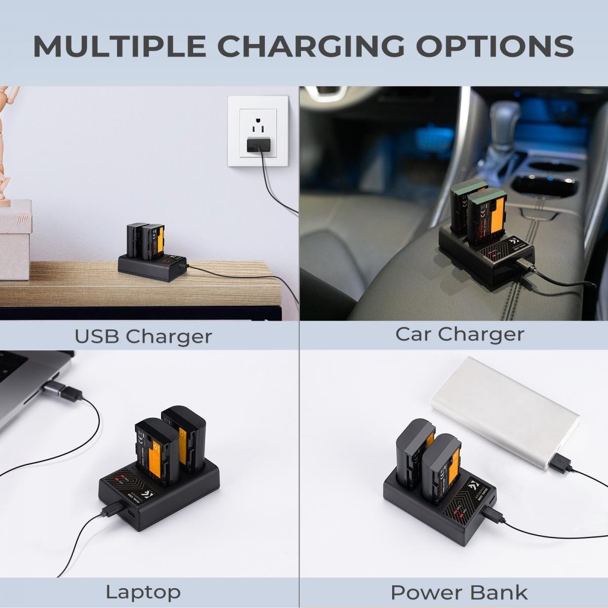 LP-E6/LP-E6N/LP-E6NH Battery Charger, Dual Slot Quick Charger for Canon EOS R5, EOS R6, EOS R, EOS 5D Mark IV, 5D Mark III, 5DS, 5DS R, 5D Mark II, 6D Camera - Gambar 7