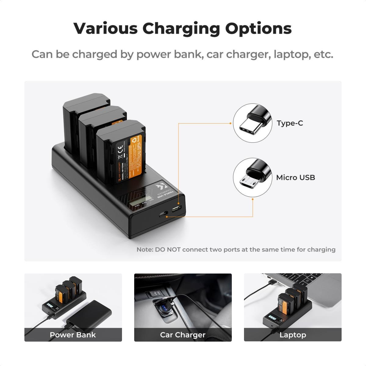 NP-FZ100 Battery and Three Slot Charger, 3-Pack Replacement Battery for Sony A7iii, A7iv, A7C, ZV-E1, FX3, FX30, A9, A6600, A6700, Alpha 9, Alpha 9S, A9S, A7R III, A7R IV, A7R V, 2280mAh - Gambar 4