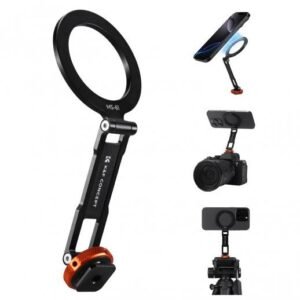 K&F Concept Magnetic Metal Phone Mount with Cold Shoe | Adjustable Rotatable Phone Holder for iPhone 16/15/14/13 Series, Camera Monitoring, Tripod & Stabilizer