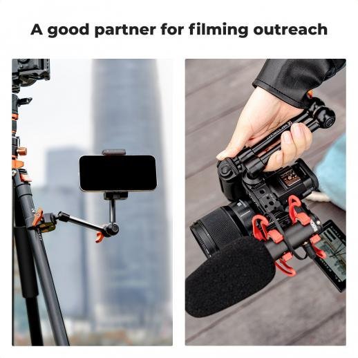 K&F Concept 9.8" Magic Arm Camera Mount with Dual 360° Ball Heads & 1/4" Screw for DSLR, Monitor, LED Light, Flash, Microphone & Camera Cage - Gambar 6