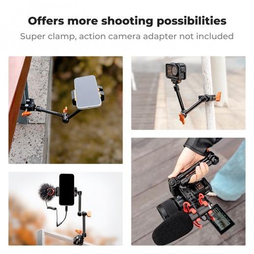 K&F Concept 9.8" Magic Arm Camera Mount with Dual 360° Ball Heads & 1/4" Screw for DSLR, Monitor, LED Light, Flash, Microphone & Camera Cage - Gambar 8