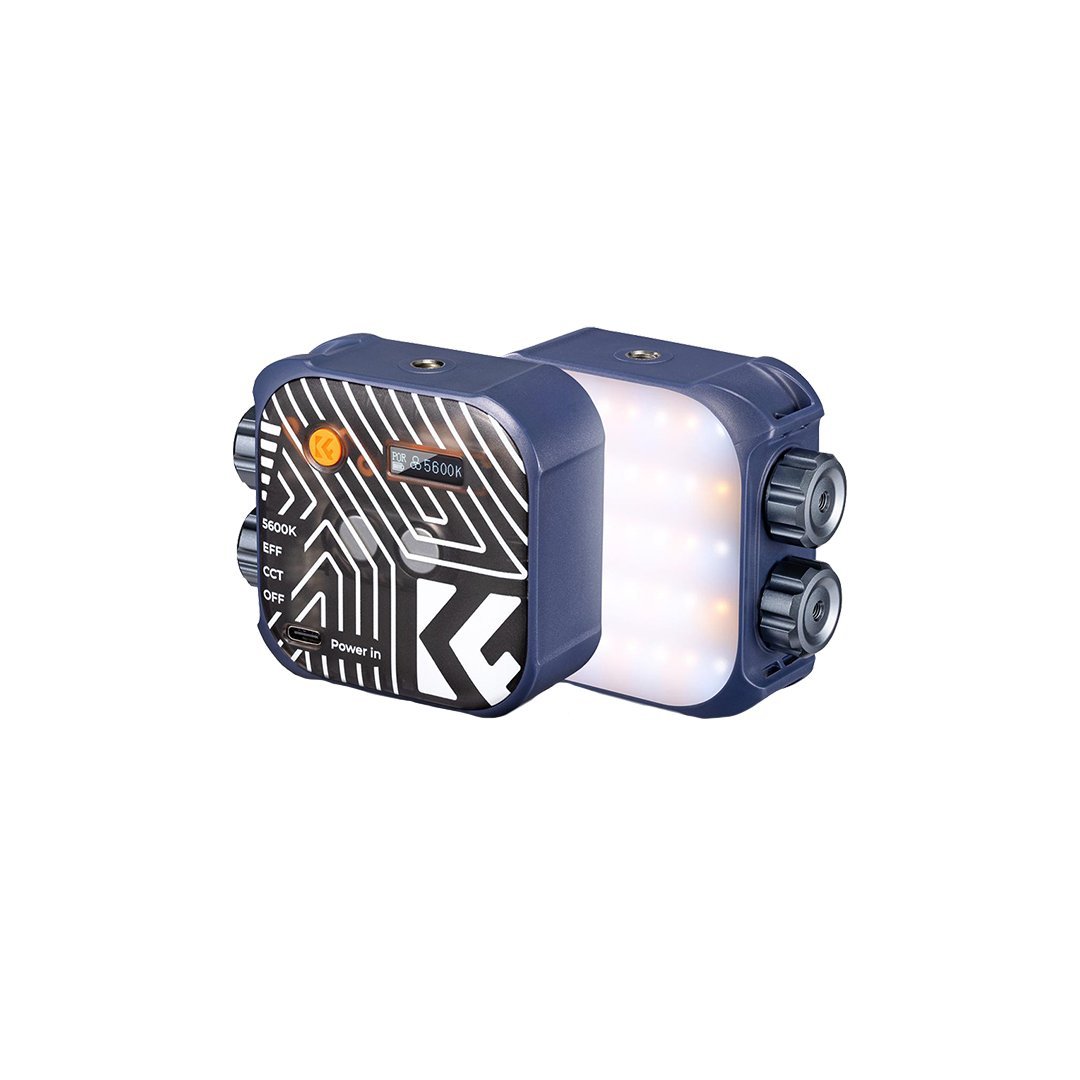 K&F Concept Bi-Color LED Video Light, 2000mAh Rechargeable Portable Camera Lights, CRI 96+, 2500K-9900K, 15 Light Effects, Photography Lighting for Vlogging, Selfie (Blue) - Gambar 2