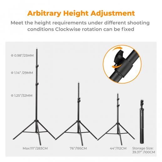 K&F Concept Light Stand for Photography 9.1ft/2.8M Portable Extendable Photo Video Tripod Stand - Gambar 5