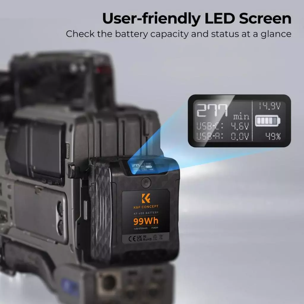 K&F Concept Battery V-Mount 99Wh 6700mAh 14.8V - Gambar 7